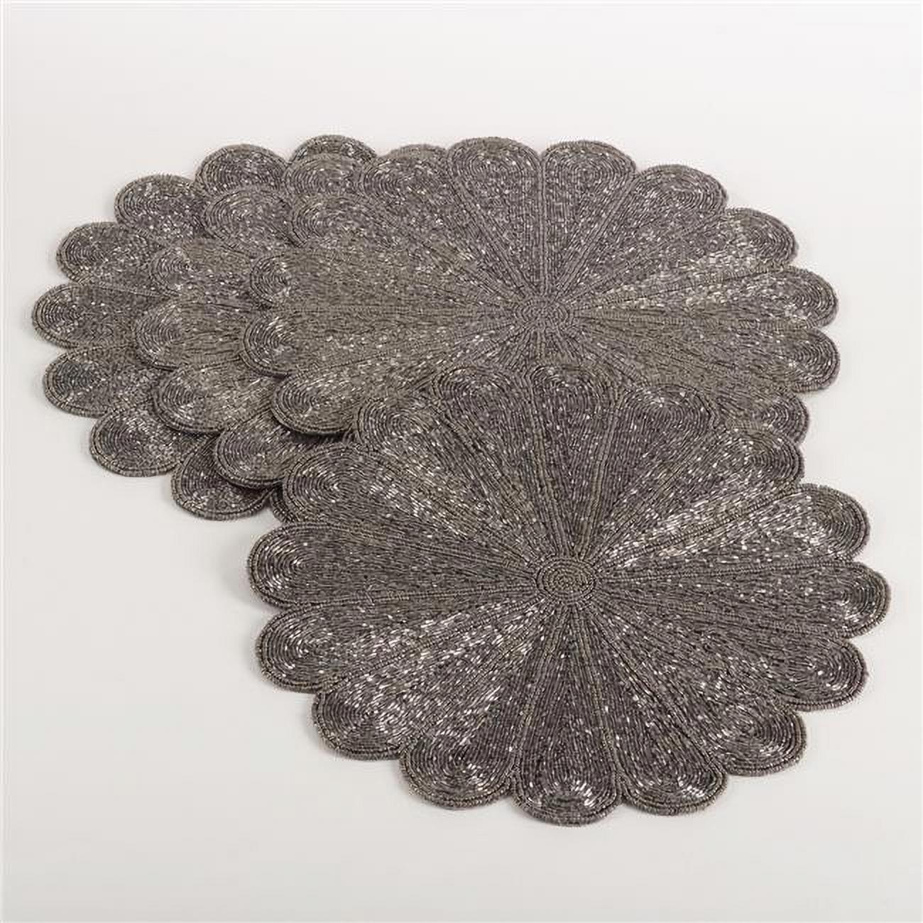 Saro Lifestyle Flower Design Beaded Placemat (Set of 4)