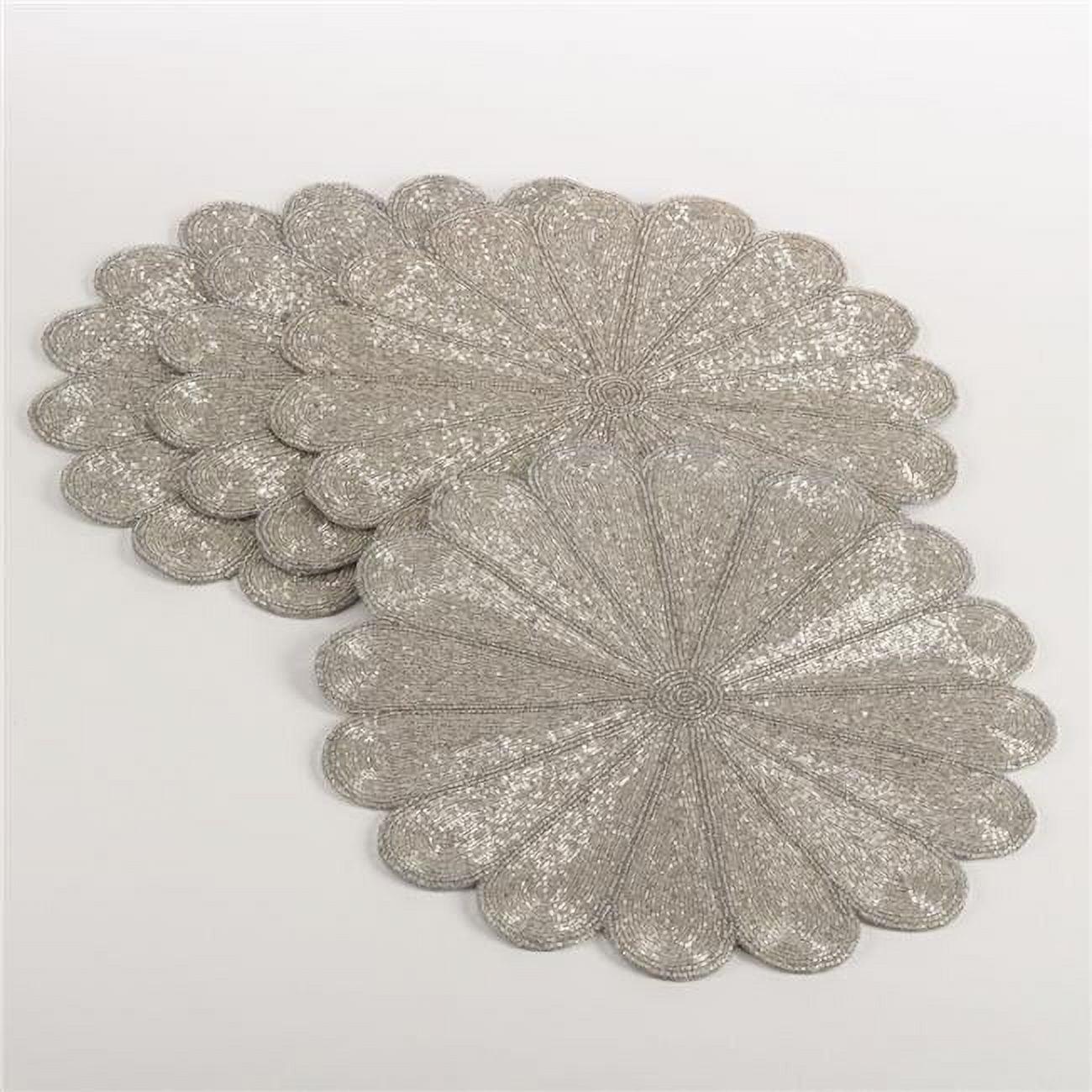 Saro Lifestyle Flower Design Beaded Placemat (Set of 4)