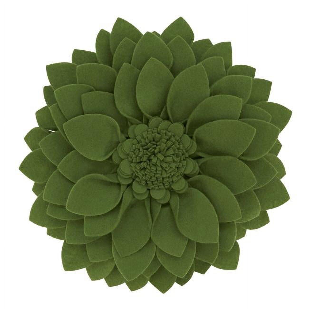 Green Round Felt Flower Throw Pillow