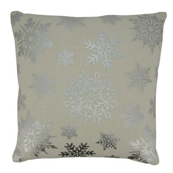 Saro Lifestyle Foil Print Snowflake Throw Pillow With Down Filling, Silver, 20" x 20"
