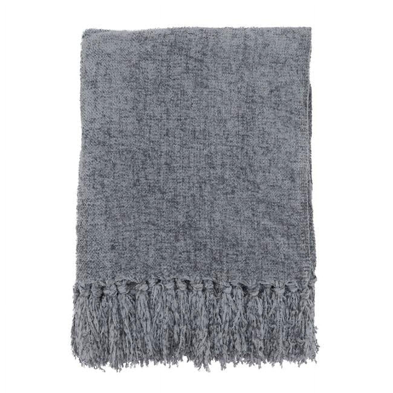 50"x60" Chenille Throw Blanket Soft Gray - Design Imports: Cozy for Couch, Lightweight Woven Polyester