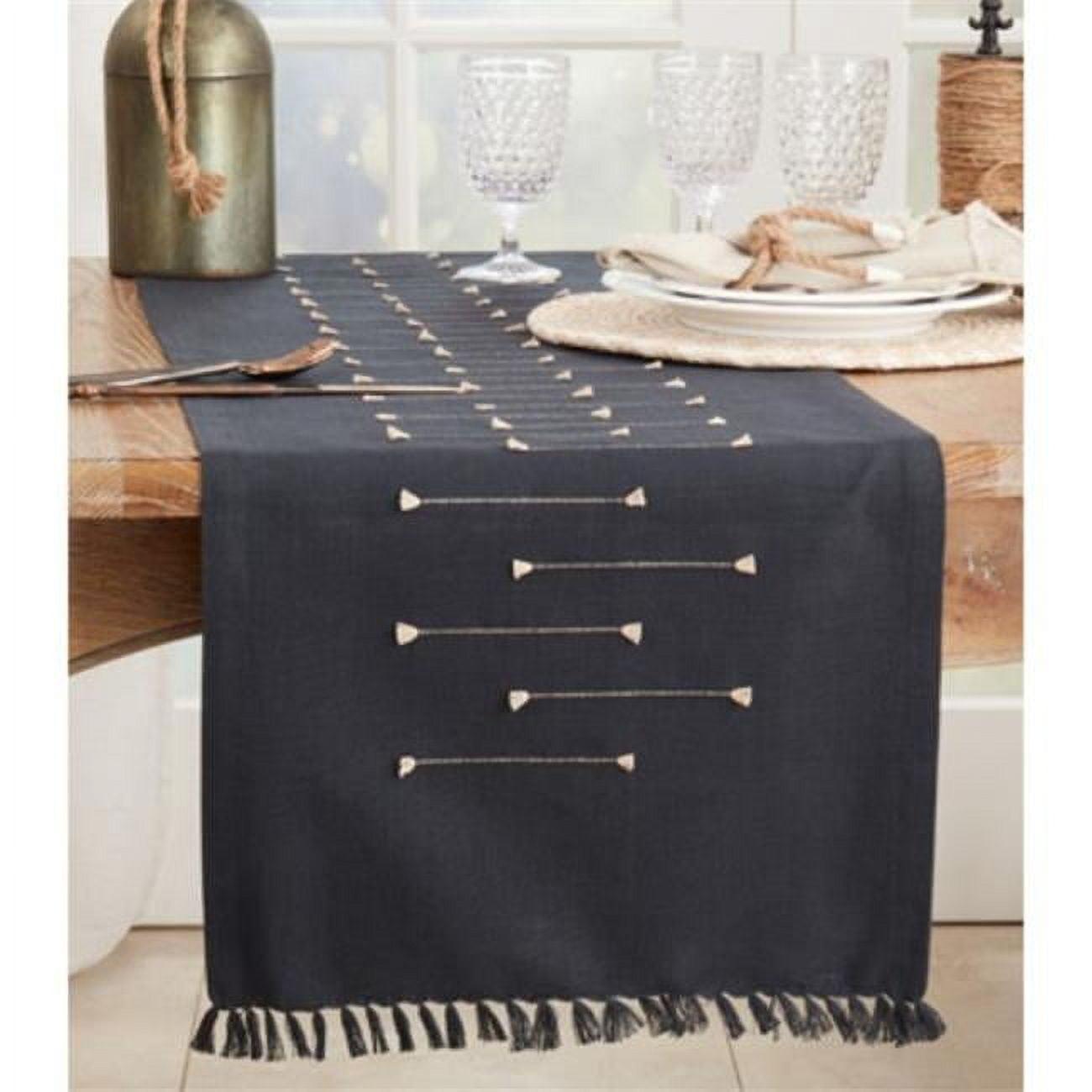 Saro Lifestyle Table Runner With Fringe Line Design