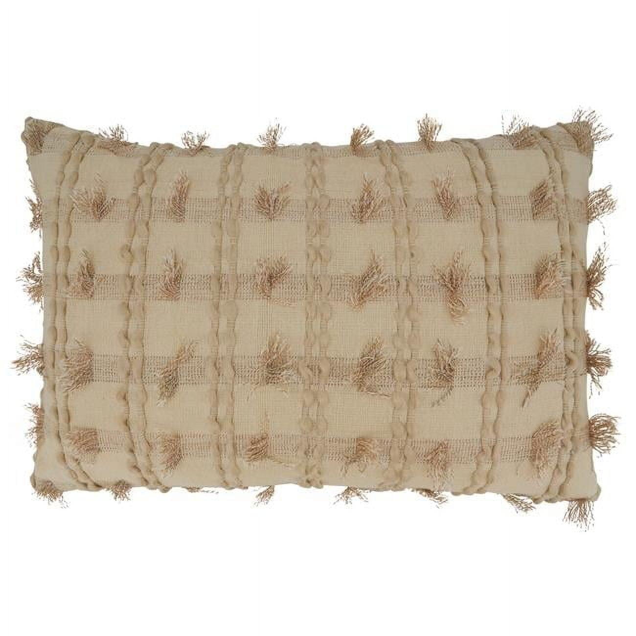 Saro Junia Collection Fringed Cotton Pillow Cover