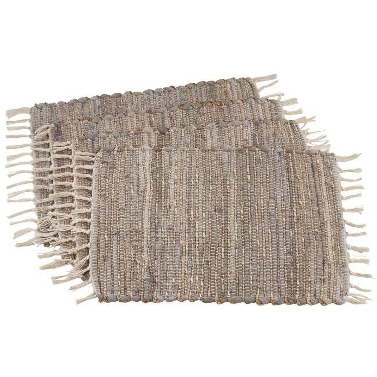 Saro Lifestyle Chindi Table Mats With Fringe Design, Blue, (Set of 4 pcs)