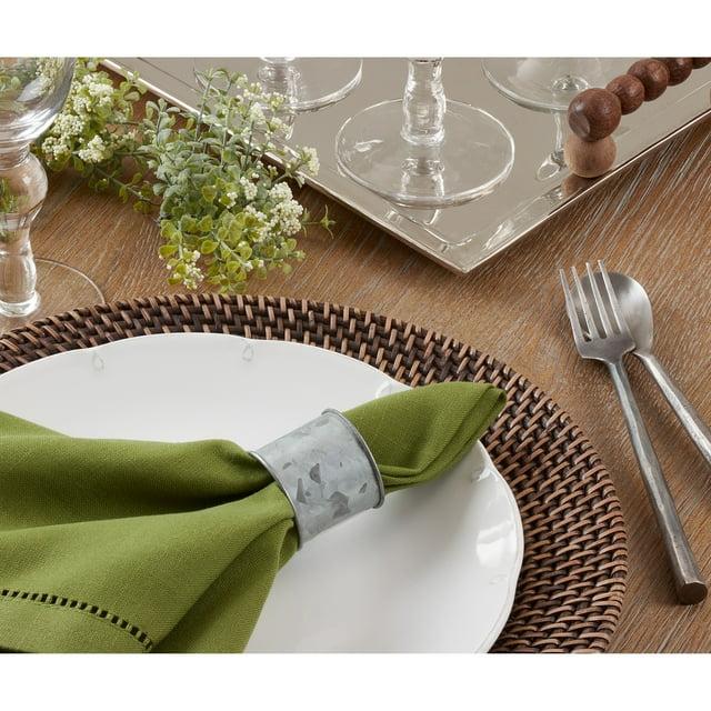 Saro Lifestyle Silver Galvanized Design Industrial Style Metal Napkin Ring Set of 4