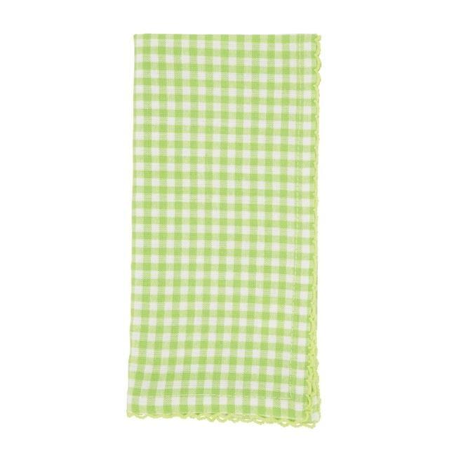 Saro Lifestyle Table Napkins With Gingham Design, Green, (Set of 4 pcs)