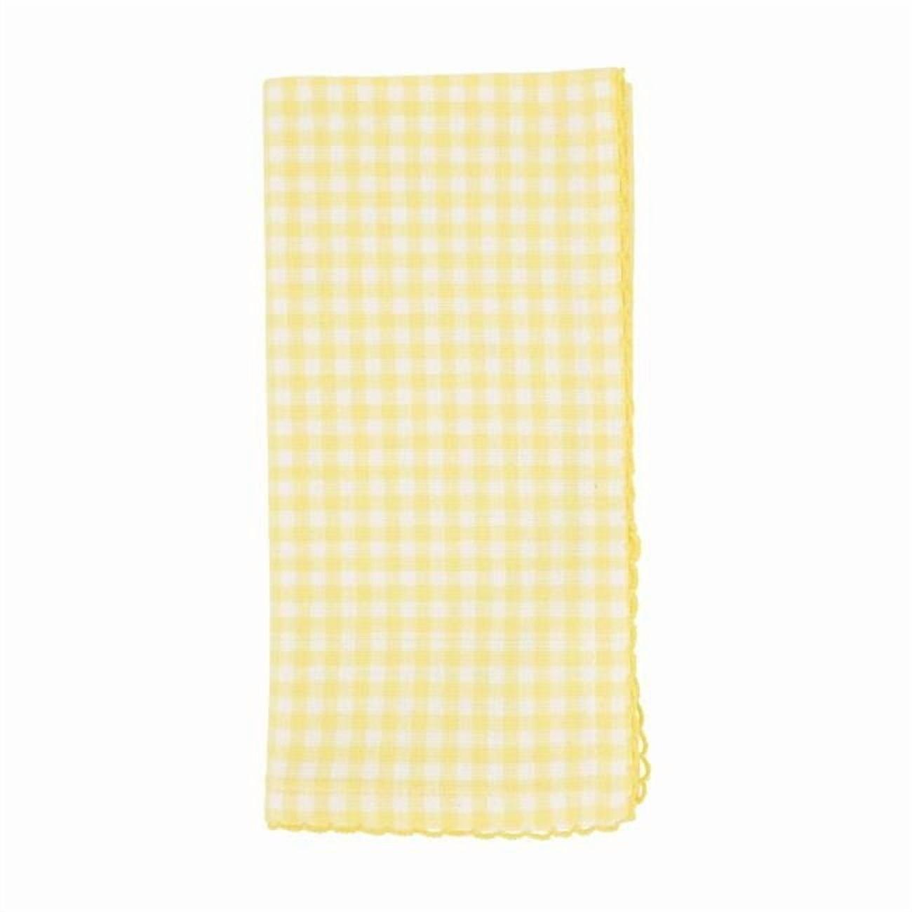 Saro Lifestyle Table Napkins With Gingham Design, Yellow, (Set of 4 pcs)