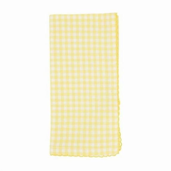 Saro Lifestyle Table Napkins With Gingham Design, Yellow, (Set of 4 pcs)