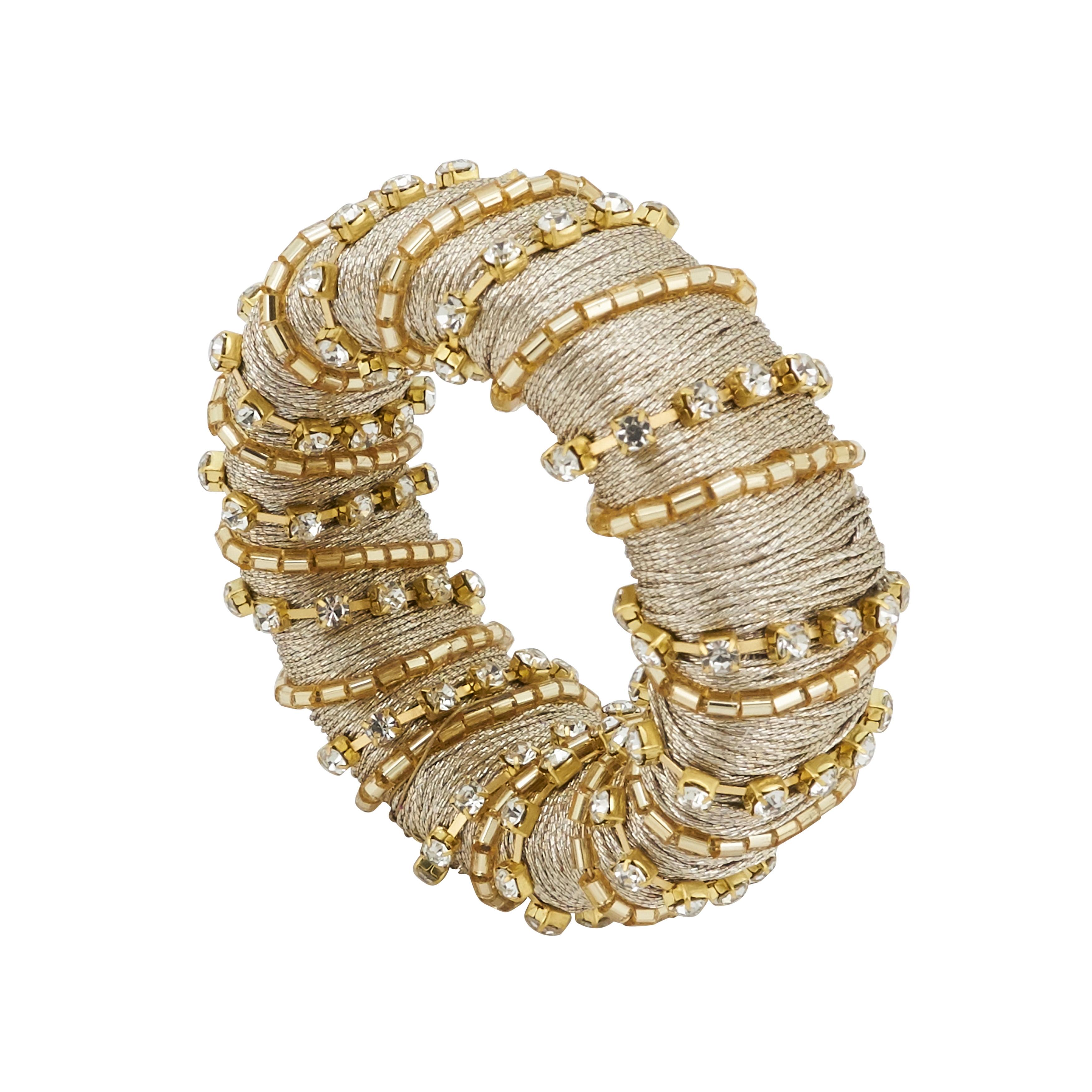 Gold Beaded Glamorous Napkin Rings Set of 4