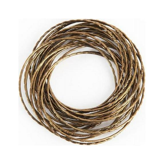Saro Lifestyle Textured Metallic Bangle Design Metal Napkin Ring (Set of 4), Bronze