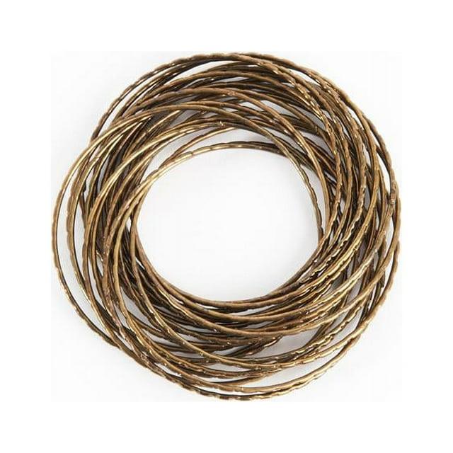 Saro Lifestyle Textured Metallic Bangle Design Metal Napkin Ring (Set of 4), Bronze