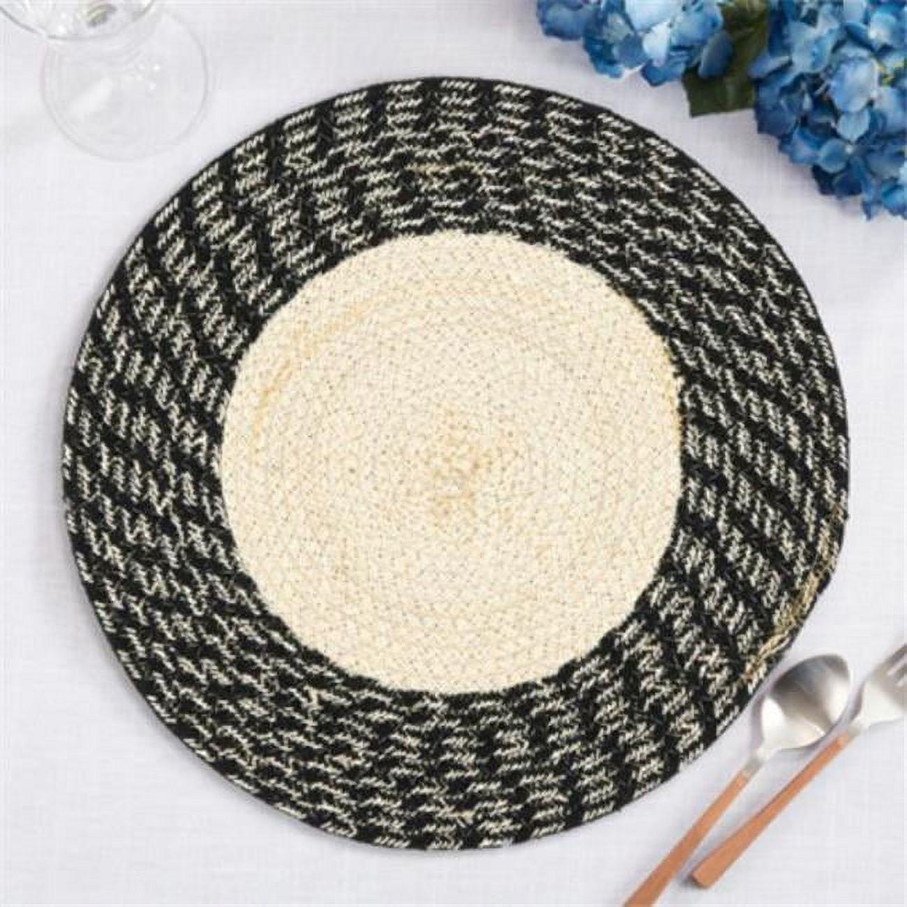 Hand Braided Round Cotton Placemats Set of 4, Black