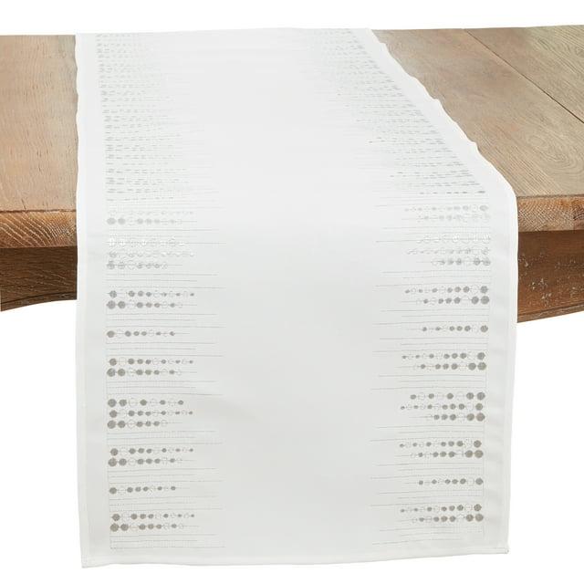 Saro Charming Embroidered Dots Table Runner