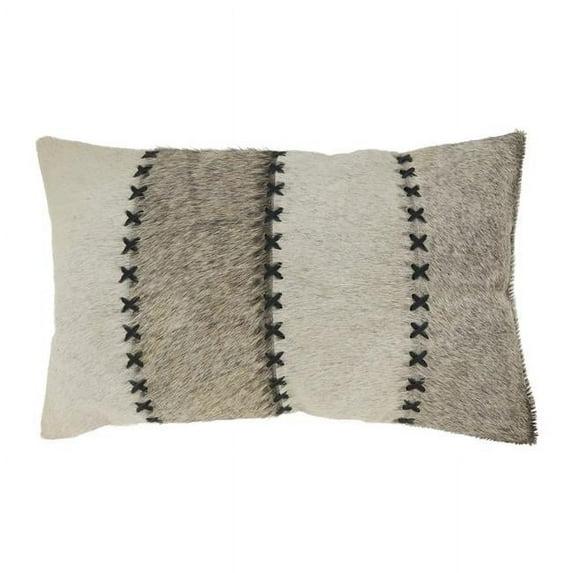 Saro Posh Collection Striped Leather/Suede Pillow Cover