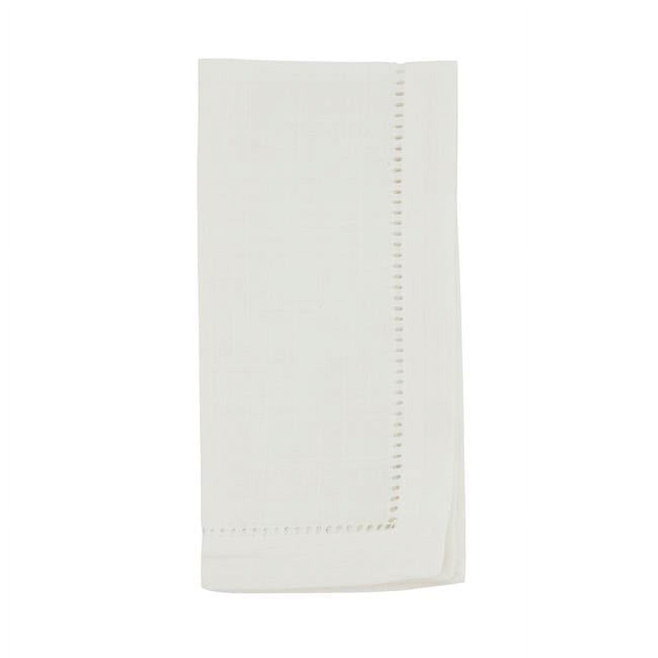 Ivory Hemstitched Border Cotton Dinner Napkins, Set of 12