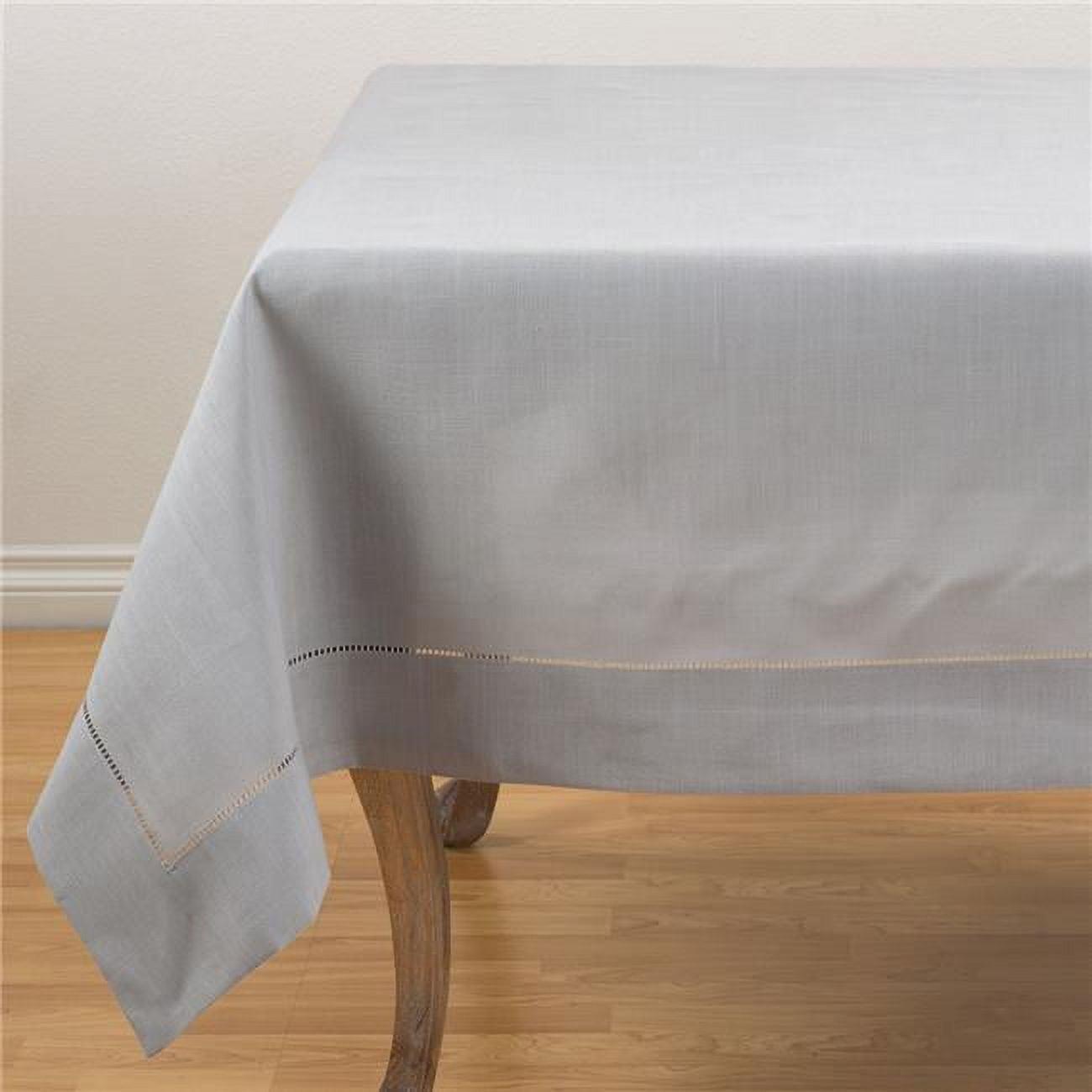 Saro Lifestyle Classic Hemstitch Border Tablecloth, Grey, 72" x 72"