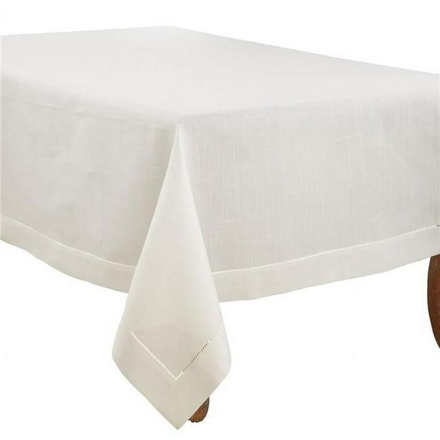 Saro Lifestyle Classic Hemstitch Border Tablecloth, Ivory, 70" x 160"