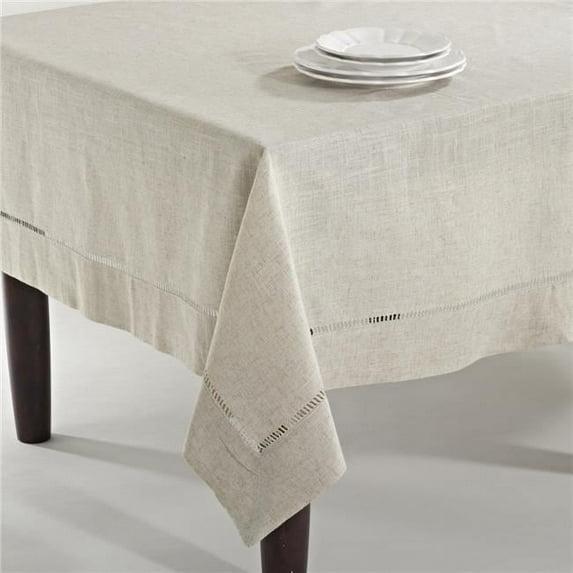 Saro Lifestyle Natural Toscana Tablecloth With Hemstitched Border, Natural, 65" x 140"