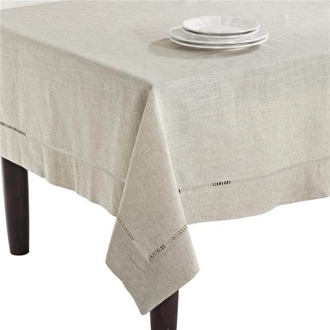 Saro Lifestyle Natural Toscana Tablecloth With Hemstitched Border, Natural, 65" x 160"
