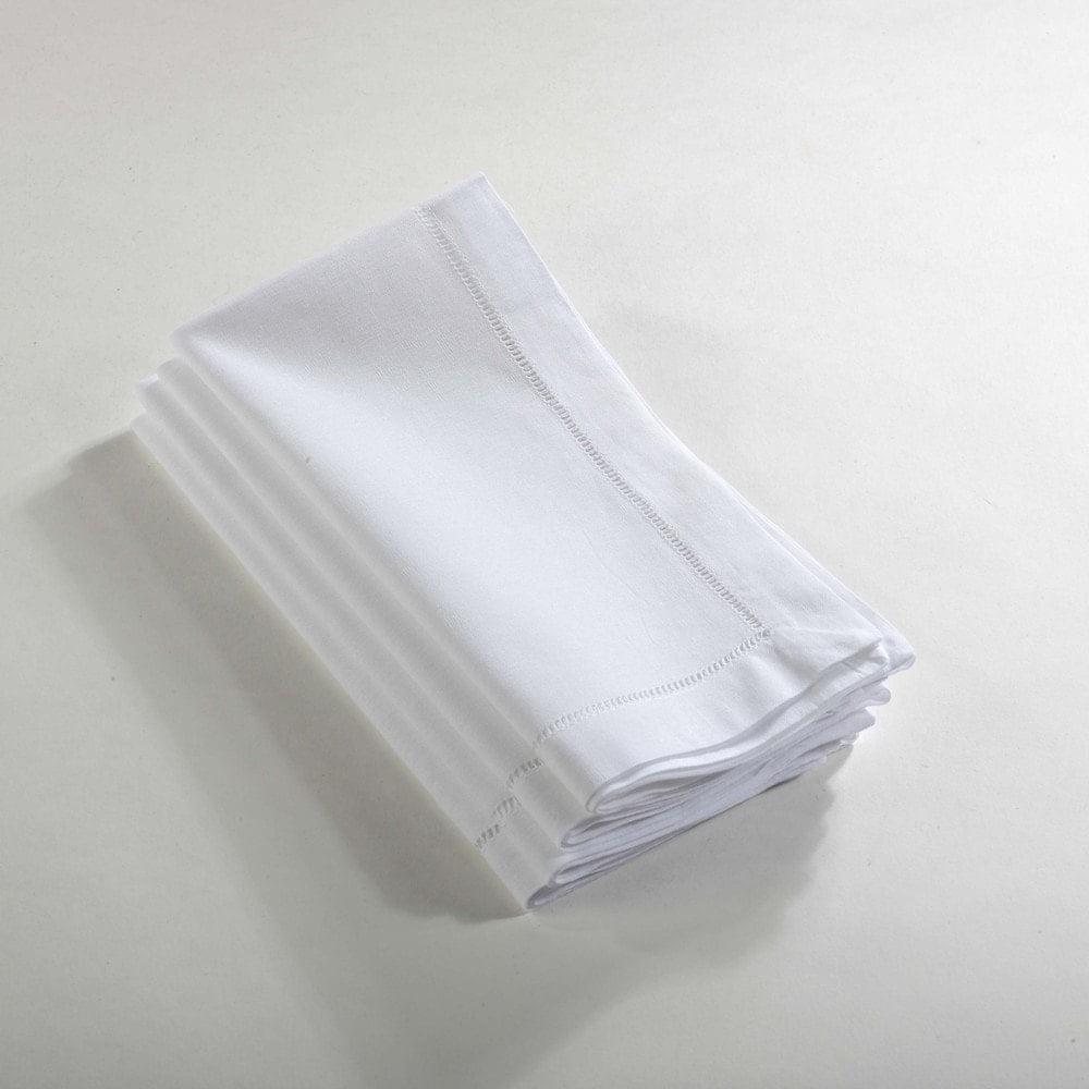 Saro Lifestyle Hemstitched Elegance Napkin  (set of 4), White, 22" x 22"