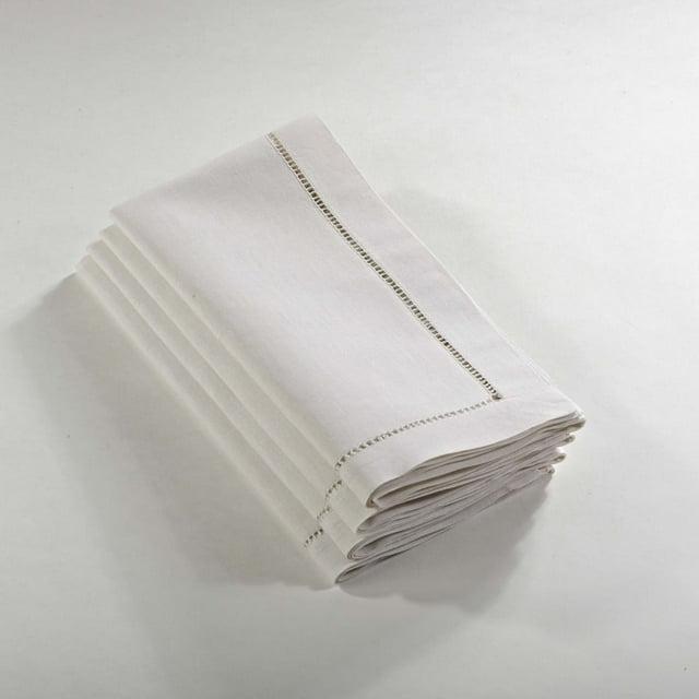 Saro Lifestyle Hemstitched Elegance Napkin  (set of 4), Ecru, 22" x 22"