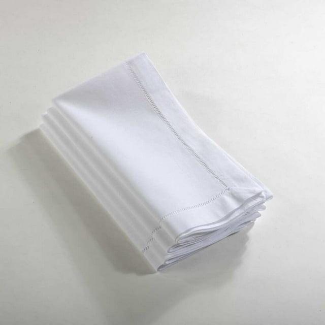 Saro Lifestyle Hemstitched Elegance Napkin  (set of 4), White, 22" x 22"