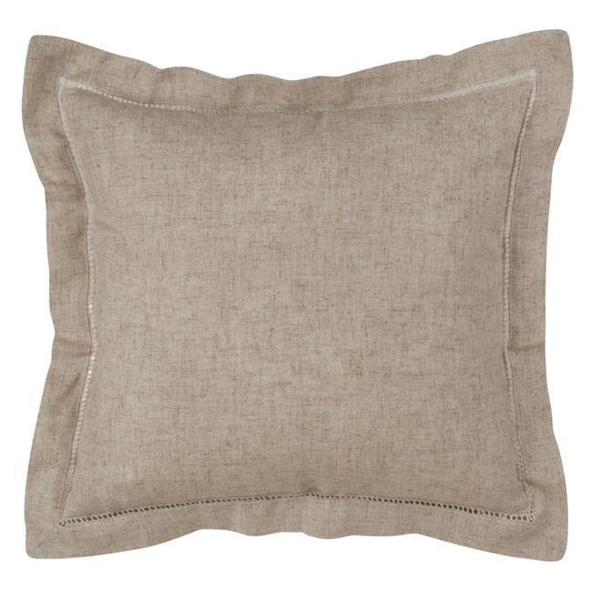 Natural Linen Blend Hemstitch Square Throw Pillow