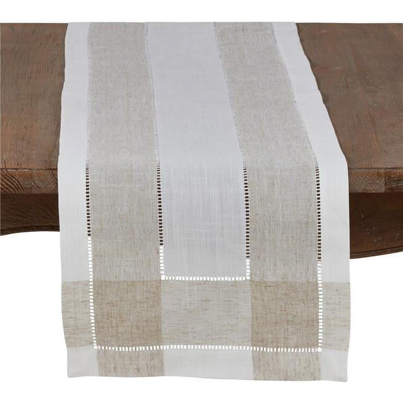 Saro Lifestyle Hemstitch Runner, Ivory, 15" x 70"