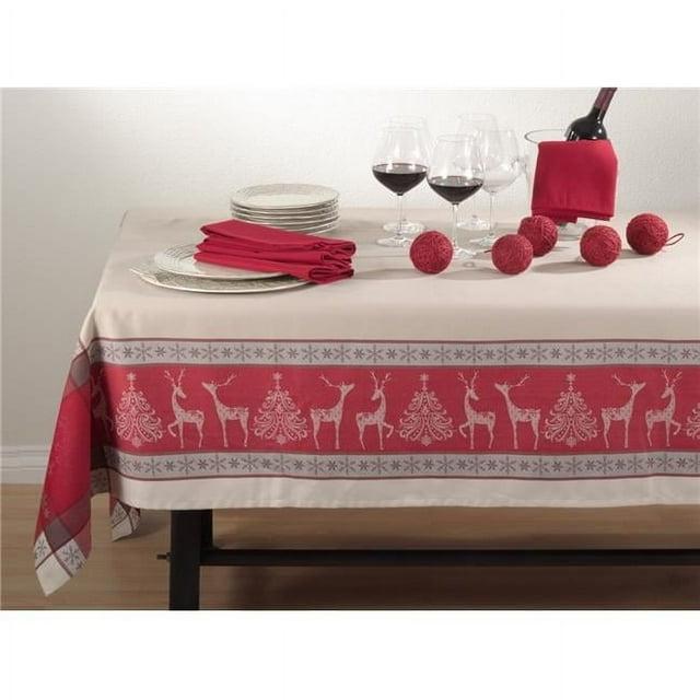 Saro Lifestyle Christmas Tablecloth With Jacquard Design, 72"x104", Red