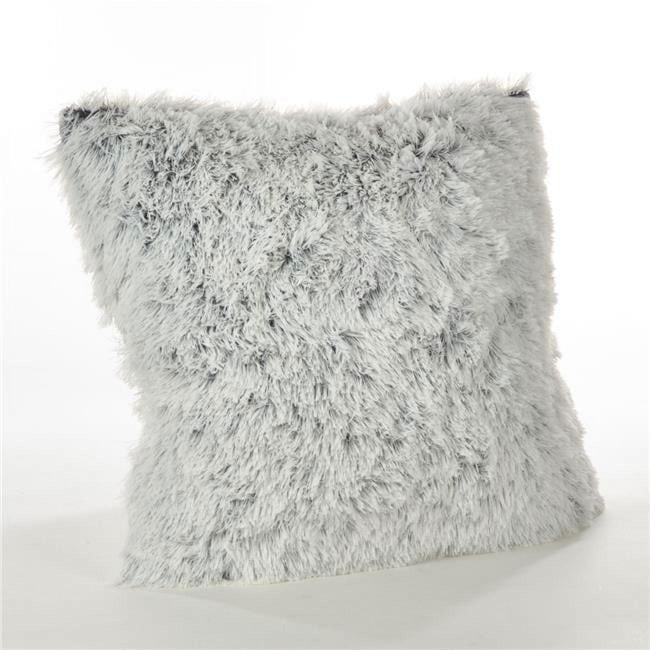 Gray Faux Fur Feather Fill Square Decorative Pillow