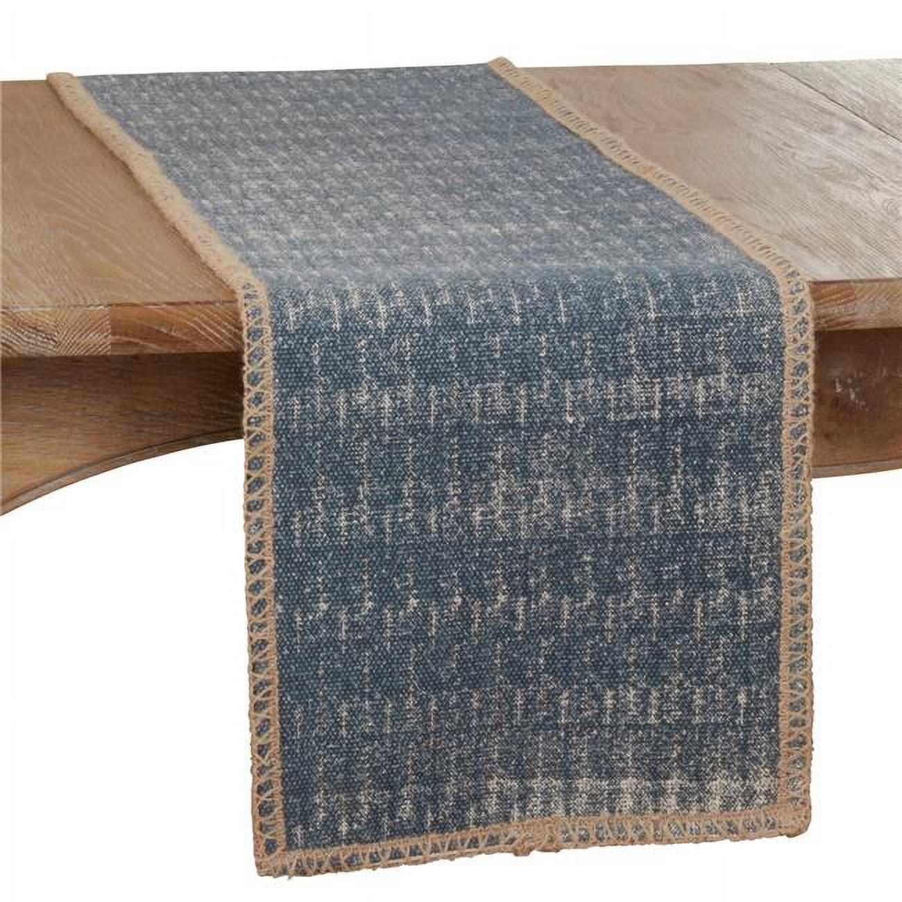 Indigo Denim Jute Whipstitch Table Runner