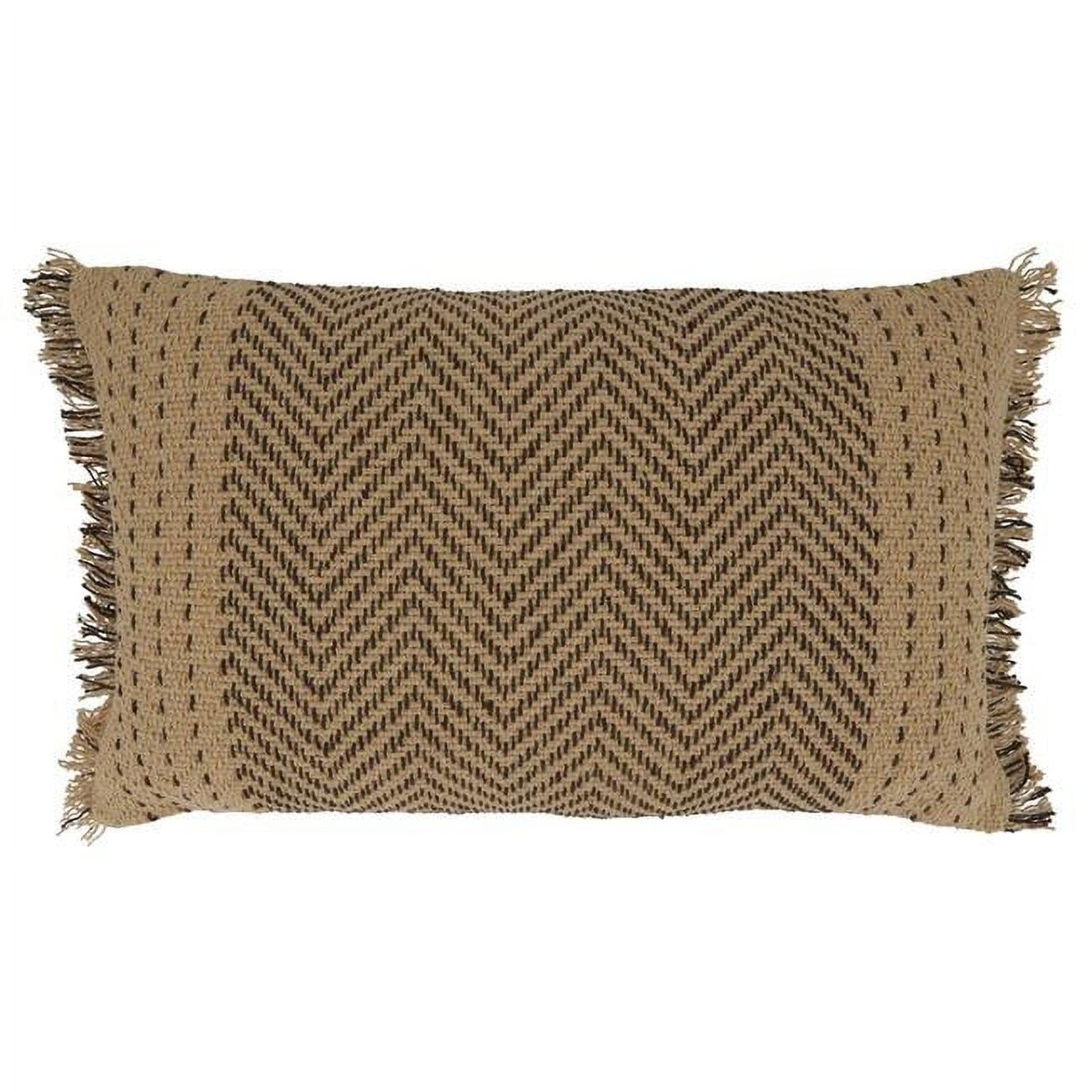 Natural Chevron Kantha Stitch Cotton Throw Pillow