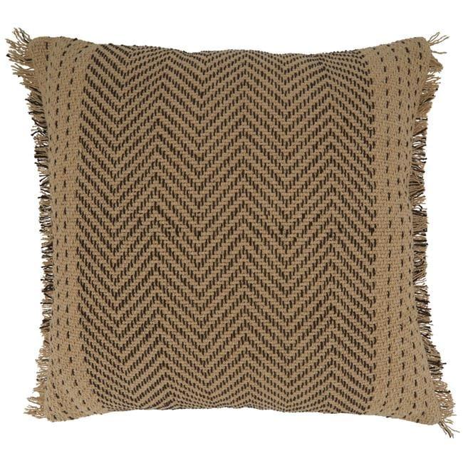22"x22" Cotton Kantha Stitch Square Pillow Cover with Fringe: Saro Lifestyle