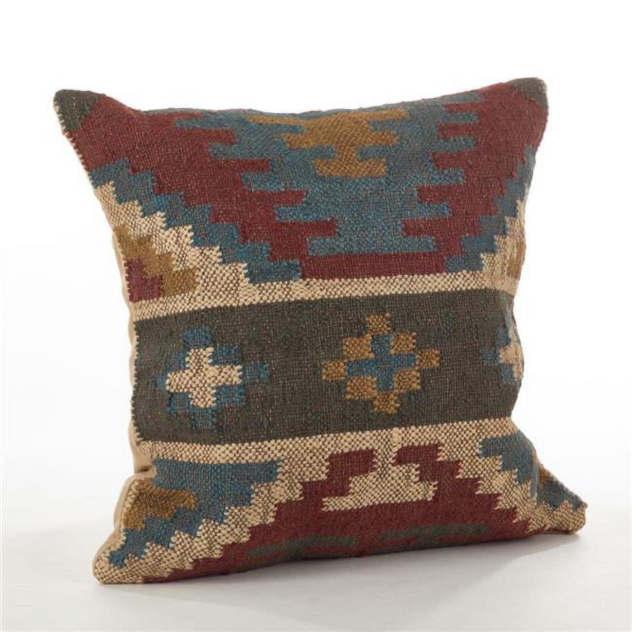 Saro Lifestyle Kilim Collection Kilim Design Down Filled Throw Pillow, 20", Multicolored