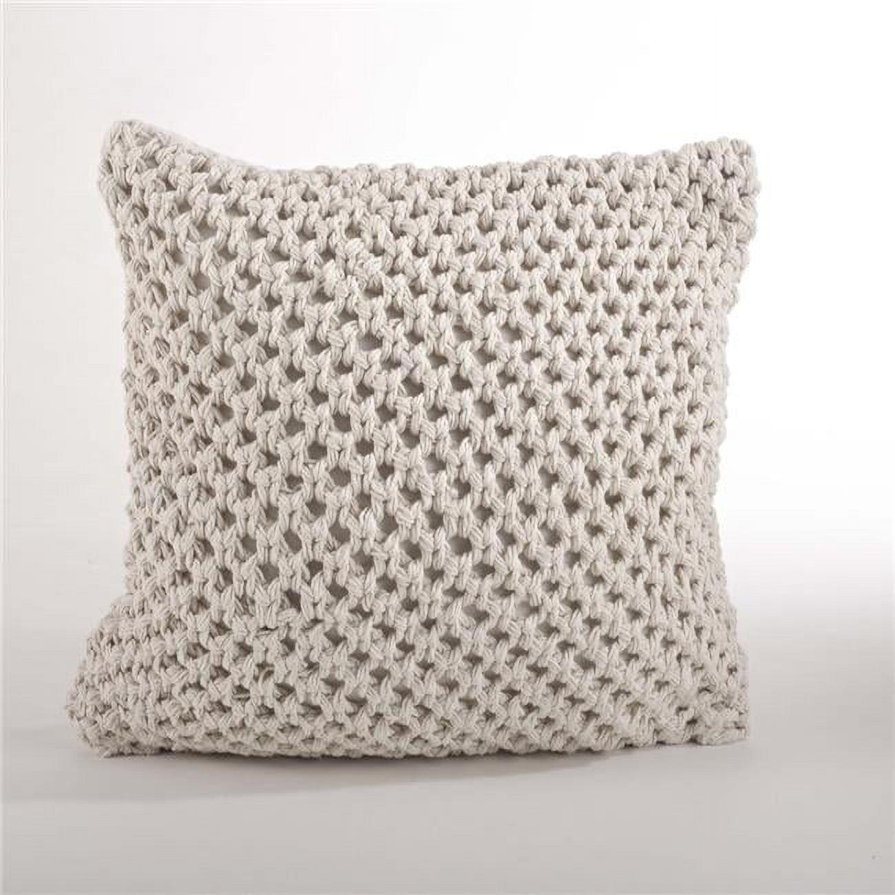 Vanilla Knitted Cotton Square Throw Pillow Set