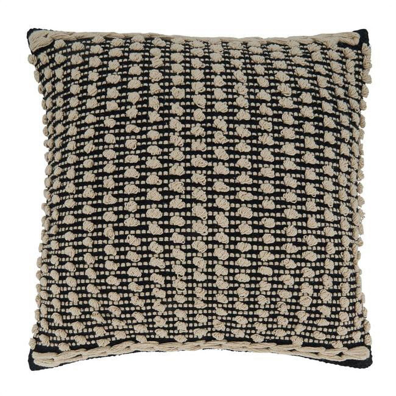 Knotted Square 27" Black & White Cotton Pillow Cover