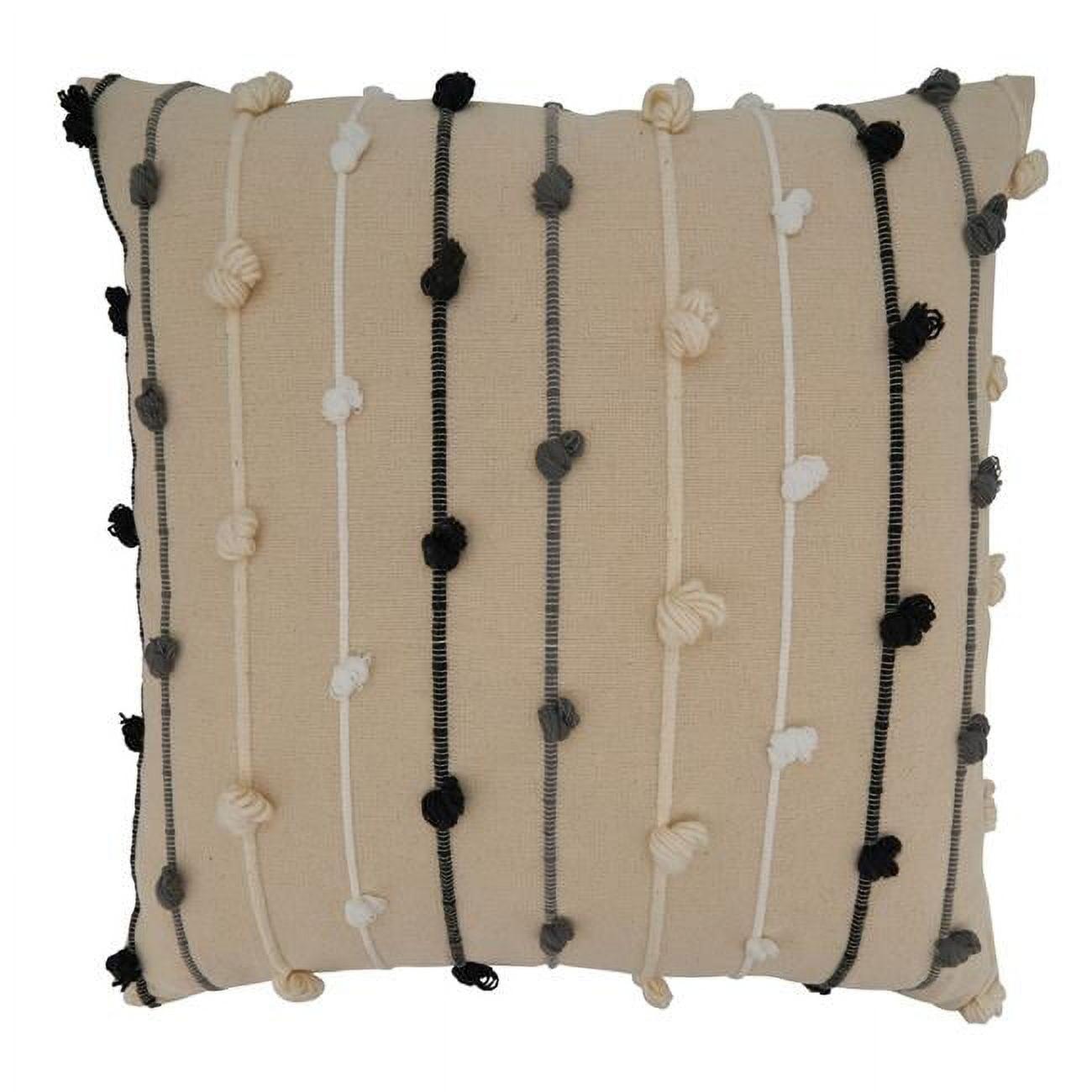 Beige Knotted Cotton Decorative Pillow Cover