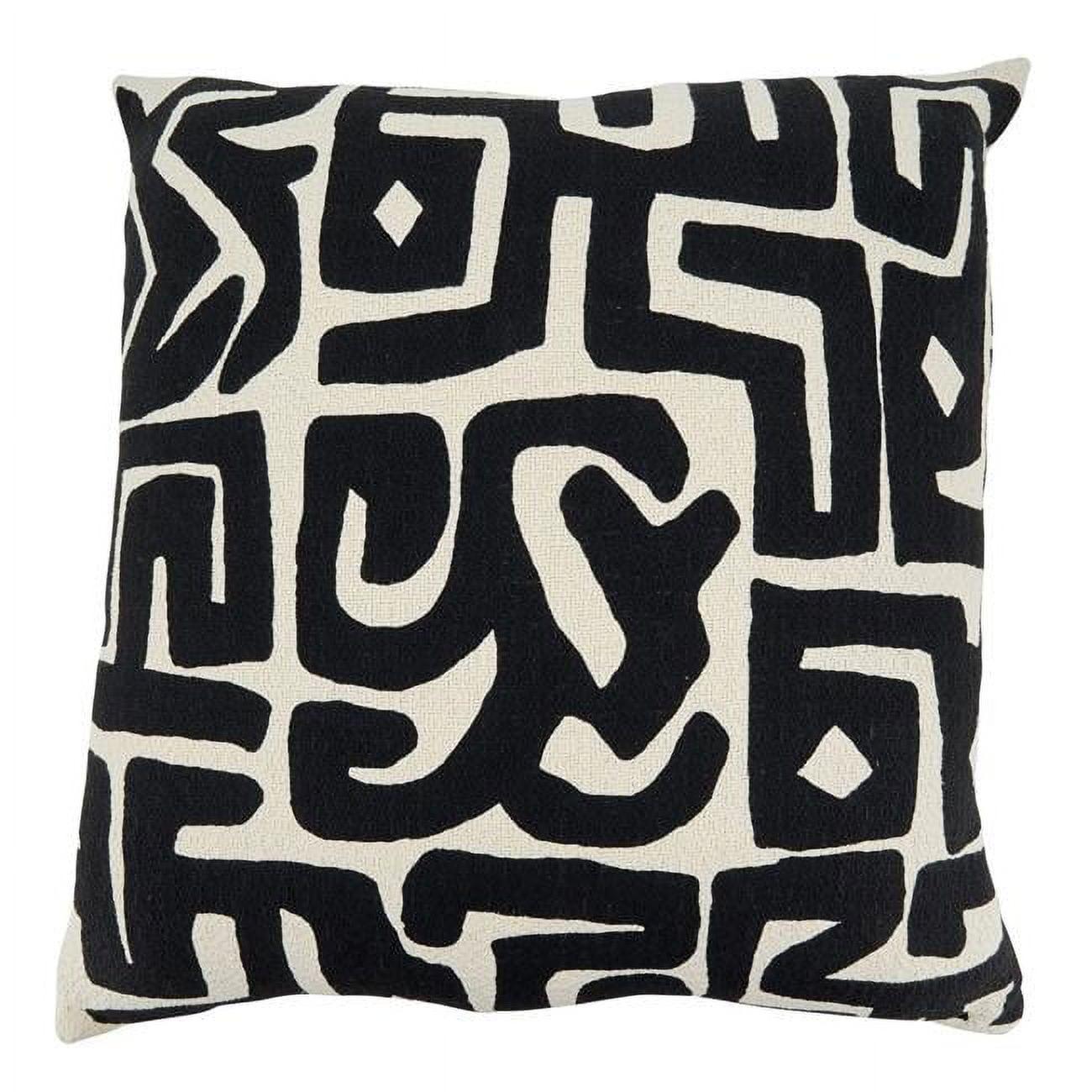 Noir Geometric Cotton Throw Pillow