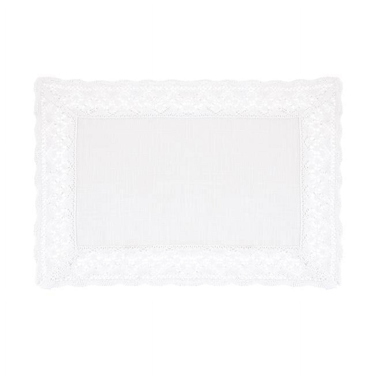 White Lace Border Rectangle Polyester Placemats Set