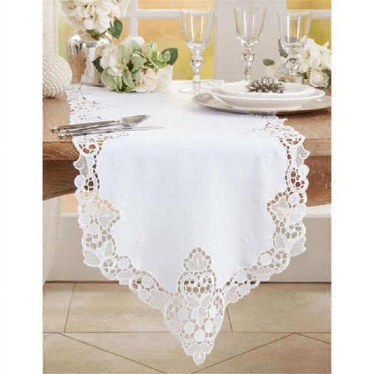 White Lace Design Polyester Table Runner