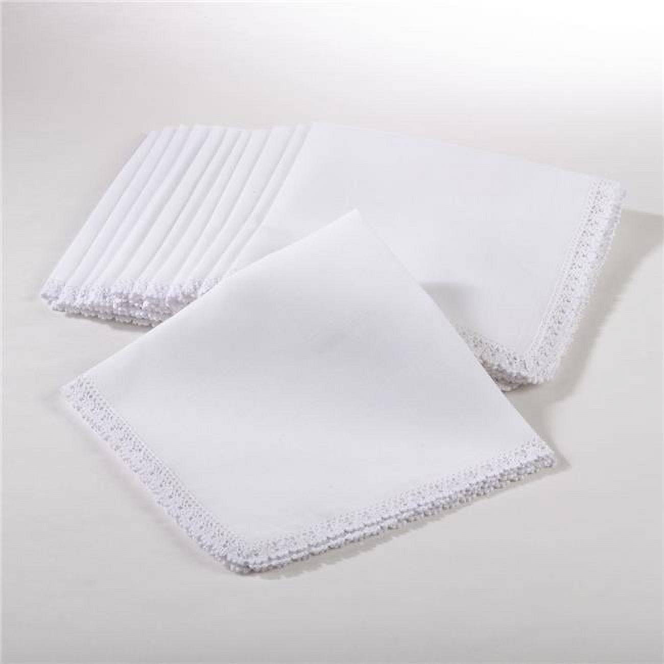 Saro Lifestyle Dinner Napkin with Lace Border, 20" Square, White (Set of 12)