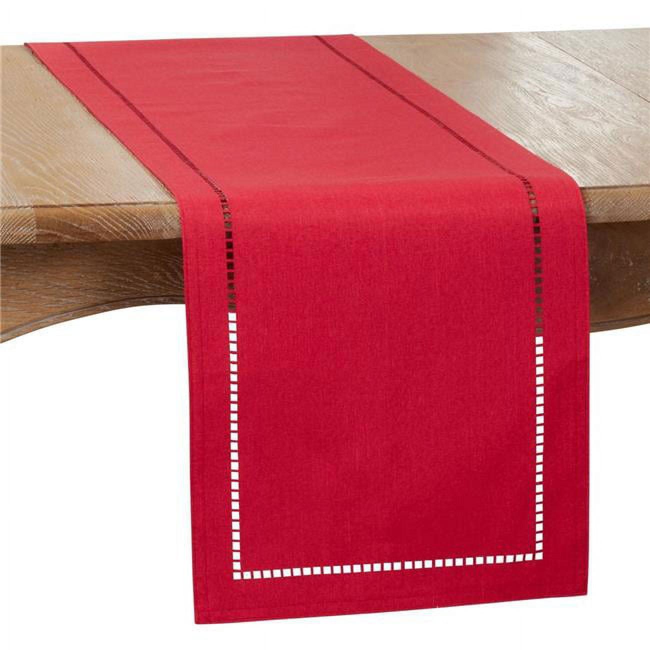 Saro Lifestyle Dining Table Runner With Laser-Cut Hemstitch Design