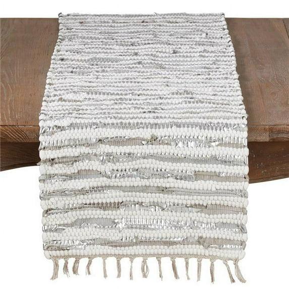 Saro Lifestyle Foil Strip Chindi Runner, Silver, 16" x 72"