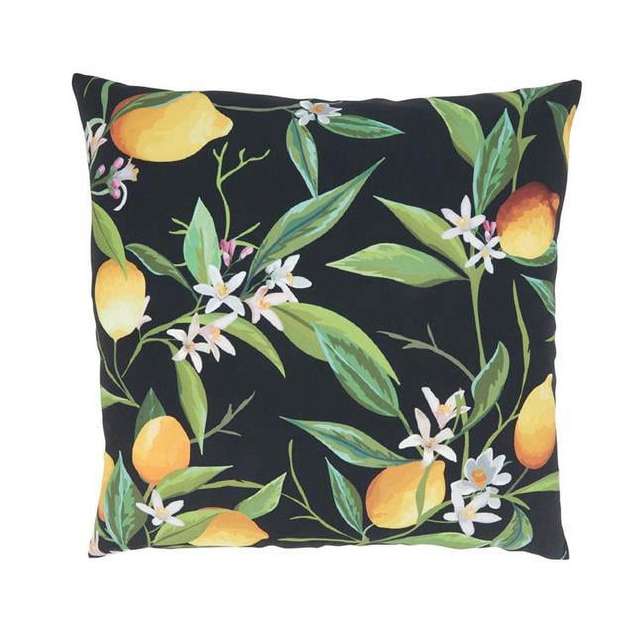 Black and Yellow Lemon Design Outdoor Throw Pillow