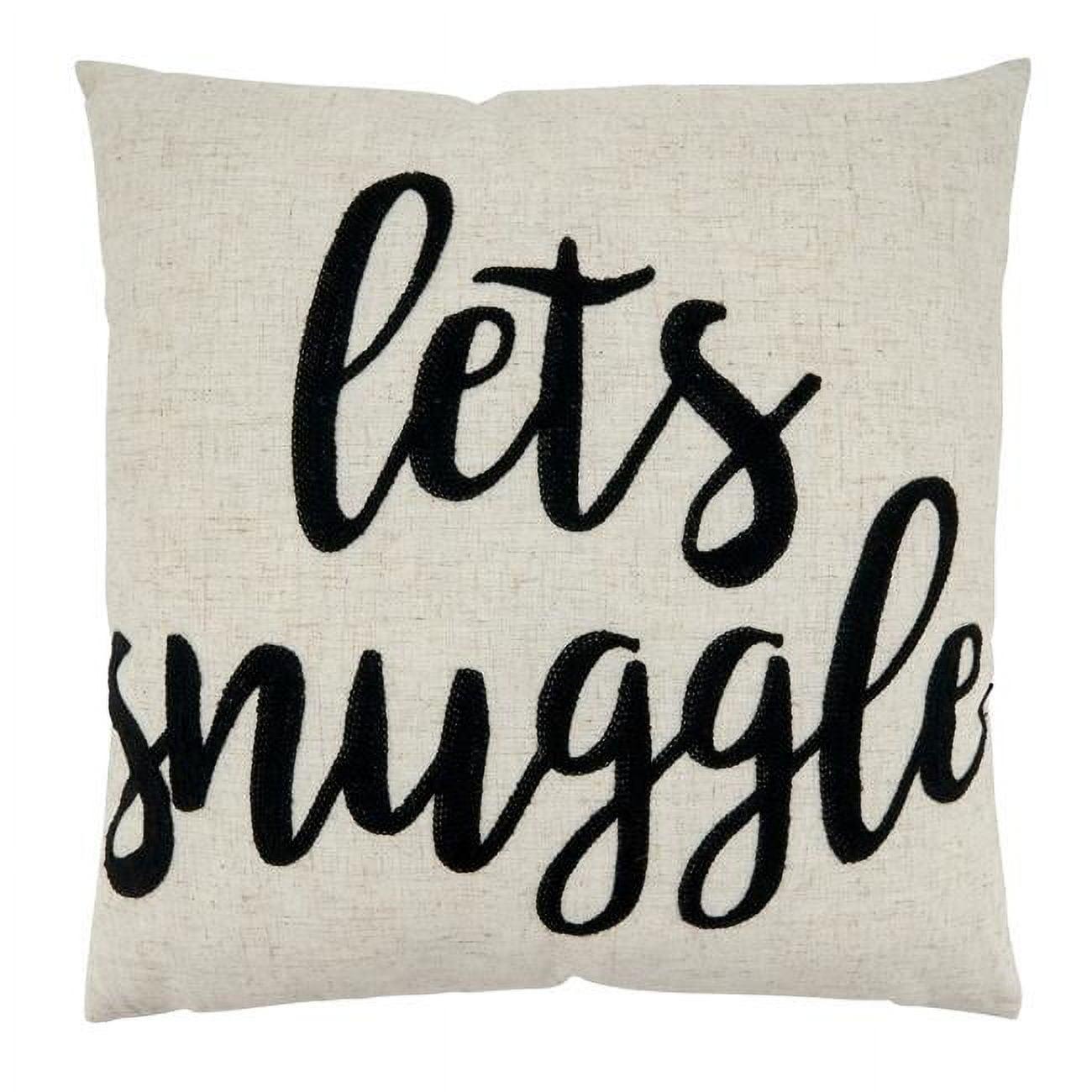 Saro Lifestyle Lets Snuggle Embroidered Pillow - Down Filled, 17" Square, Natural