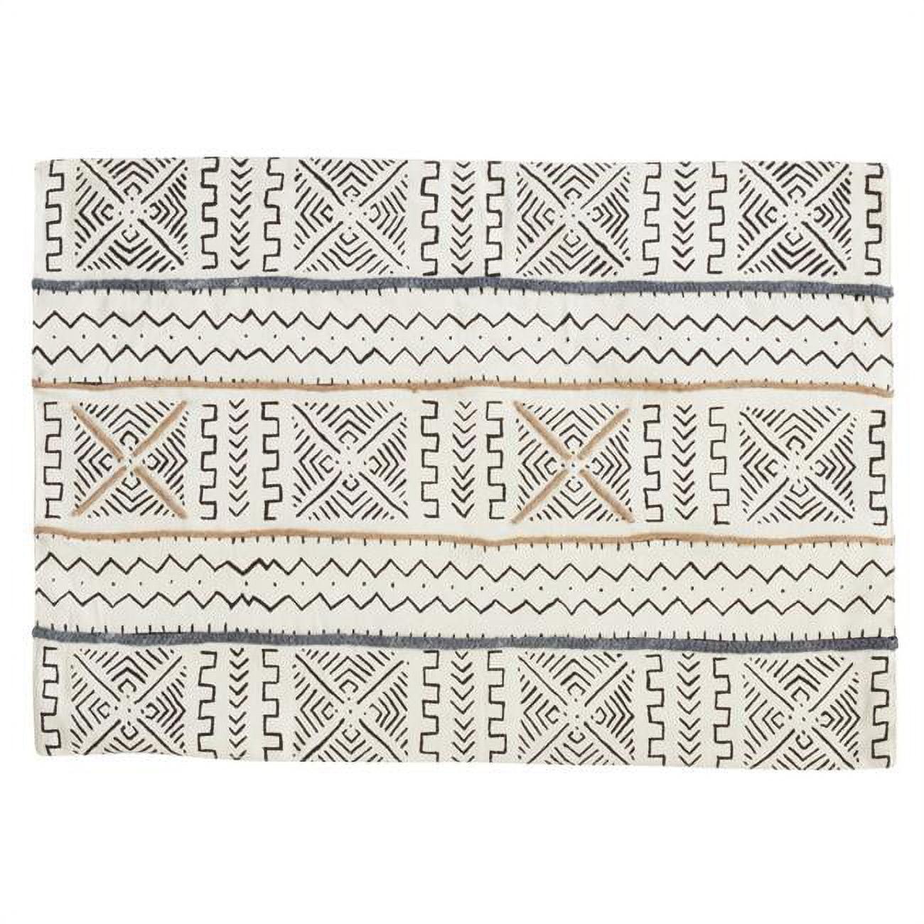 Boho Chic Geometric Mud Cloth Placemats, Set of 4, 14"x20"