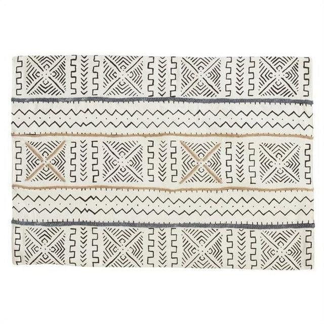 Saro Lifestyle Mudcloth Placemat, 14"x20" Oblong, White (Set of 4)
