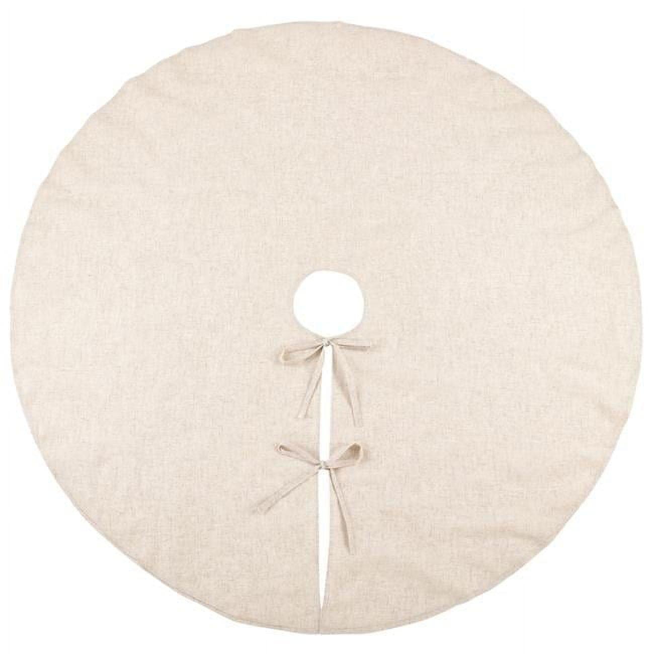 Saro Lifestyle Linen Blend Holiday Christmas Tree Skirt, Natural, 56" Round