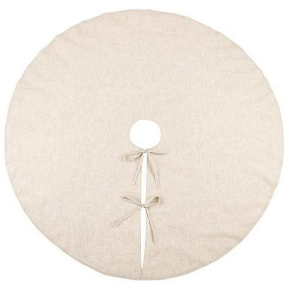 Saro Lifestyle Linen Blend Holiday Christmas Tree Skirt, Natural, 56" Round