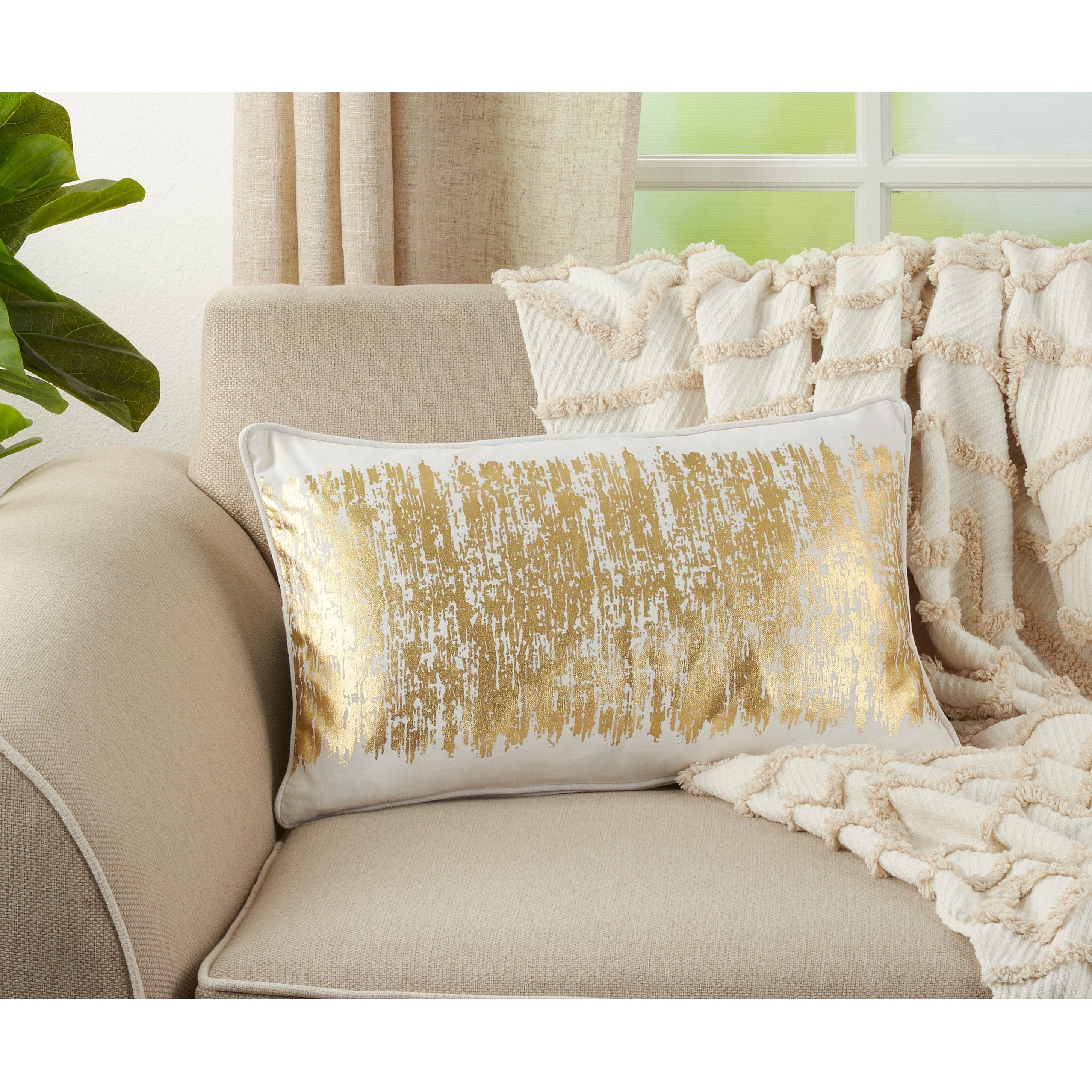 Oversize Down Filled Metallic Banded Design Throw Pillow - Saro Lifestyle